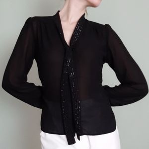 Sparkle Collar/Pussy Bow Blouse
